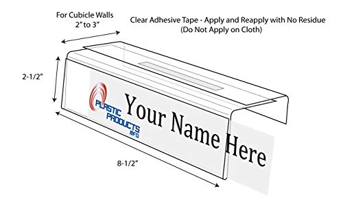 Adjustable Cubicle Name Plate Holders Single-Sided by Plastic Products Mfg - Expands from 2” up to 3” wide using our clear removable magic tape (25 Pack) - Cubicle Name Plates By Plastic Products Mfg.