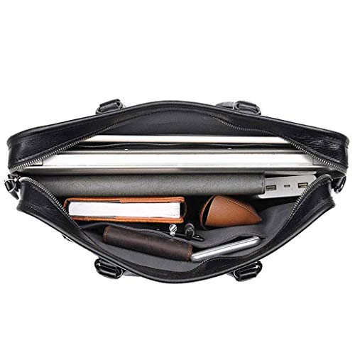 WPHPS Black Business Briefcases,Leather Briefcase for Men Computer Bag Laptop Bag Waterproof Business Travel Messenger Bag for Men Large Tote