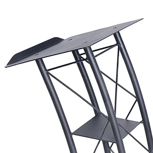 BINELUCOLU Metal Podium Stand, Black Curved Pulpit Lectern with Storage Holder - Ideal for Speeches, Churches, and Ceremonies