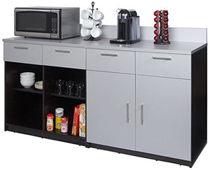 Breaktime Group Model 2097 Break Room Furniture Combo"Ready-To-Install/Ready-To-Use", Espresso/Grey Metallic, 2 Piece