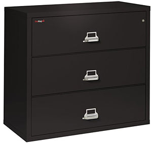 FireKing Fireproof Lateral File Cabinet (3 Drawers, Impact/Water Resistant) - 40.25" H x 44.5" W x 22.13" D, Black