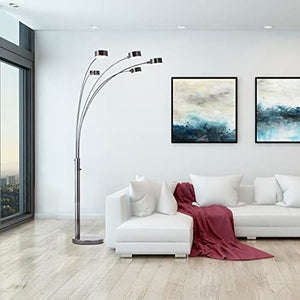 Artiva USA Micah - 5 Arc Floor Lamp with Dimmer Switch, 360 Degree Rotatable Shades - Brushed Black Nickel