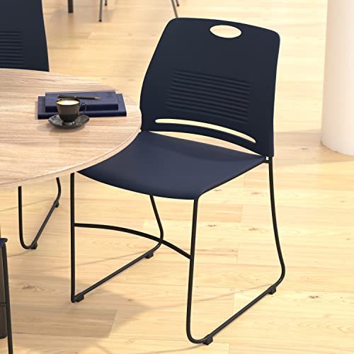 Flash Furniture HERCULES Series Set of 5 Commercial Stack Chair - 660 lb. Capacity - Navy Perforated Back