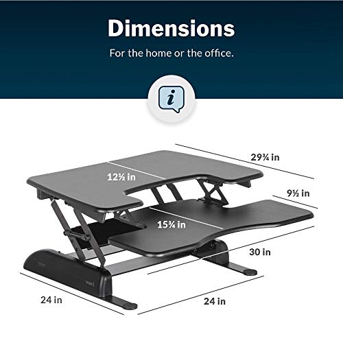 VariDesk Pro Plus 30 by Vari – Standing Desk w/ Posture Curve – Height-Adjustable Stand Up Converter – Work or Home Office Sit to Stand Workstation – No Assembly Required (Black) (Renewed)