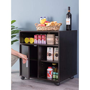 Basicwise Printer Kitchen Office Storage Stand with Casters, Black (QI003556.B)