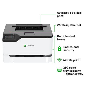 Lexmark C3426dw Color Laser Printer with Interactive Touch Screen, Full-Spectrum Security and Print Speed up to 26 ppm (40N9310),White,Small