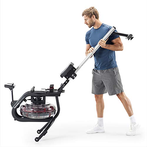 Marcy Pro Water Resistance Rower Rowing Machine for Home Gym LCD Monitor Tracks Time Distance Strokes and Calories NS-6023RW, Black/red/Silver