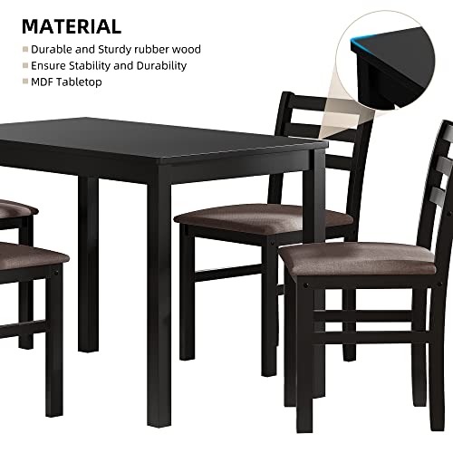 Uneeruiqy 5-Piece Dining Table Chair Set with Upholstered Tufted Chairs