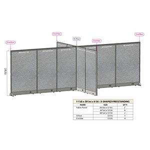 GOF Freestanding X-Shaped Office Partition, Large Fabric Room Divider Panel - 132"D x 240"W x 48"H