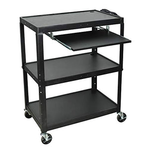 Luxor - Extra-Large Adjustable-Height Steel AV Cart with Pullout Keyboard Tray