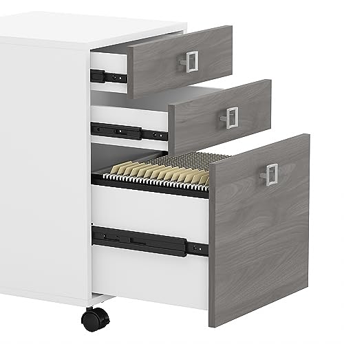 Bush Business Furniture Echo Collection Mobile Cabinet | Under Desk Filing Drawer Storage, 16W, Pure White/Modern Gray