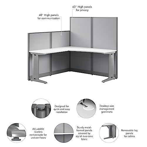 Bush Business Furniture Office in an Hour L Shaped Cubicle Desk | Modern Computer Table, 65W x 65D, Pure White