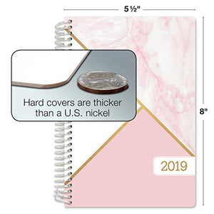 HARDCOVER Calendar Year 2020 Planner: (November 2019 Through December 2020) 5.5"x8" k, Pocket Folder and Sticky Note Set (Pink Marble Triangles)