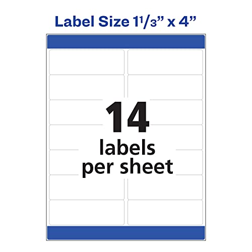 Avery Mailing Address Labels, Laser Printers, 1,400 Labels, 1-1/3 x 4, Permanent Adhesive, 5 Packs (5162)