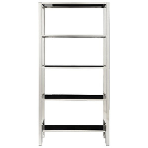 Modern Bookcase Shelves Chrome Black Shelving Unique Bookshelf- 100% Satisfaction Guarantee