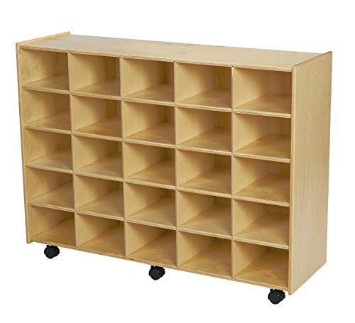 Childcraft Mobile Cubby Unit with Locking Casters, 47-3/4 x 14-1/4 x 36 Inches