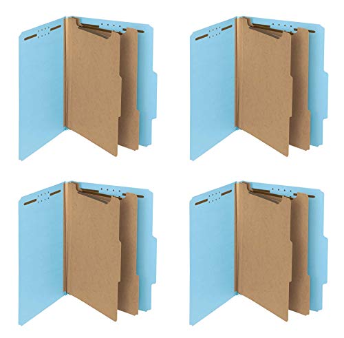 Smead 100% Recycled Pressboard Classification File Folder, 2 Dividers, 2" Expansion, Letter Size, Blue, (14021) (4 X Pack of 10)
