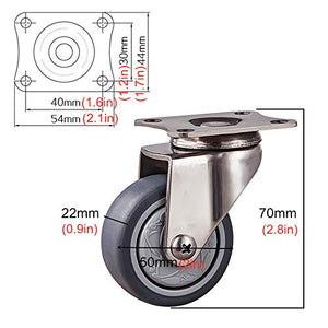 IkiCk Office Chair Swivel Caster Wheels - Grey 38mm/1.5in & 50mm/2in