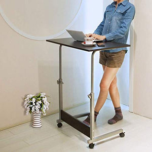 None Laptop Stand Rolling Cart Foldable Portable Mobile Height Adjustable Standing Table