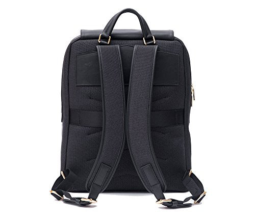 P.MAI Premium Valletta Leather Laptop Backpack for Women with Wristlet I 15-Inch Executive Laptop and Notebook Computer Backpack I Ideal for Business, Travel, Work I Incl. Commuter Purse - Black