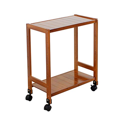 WAOCEO CPU Stand Double-layer Adjustable with Locking Caster Wheels, Brown (Size: 20*10.4*24in)