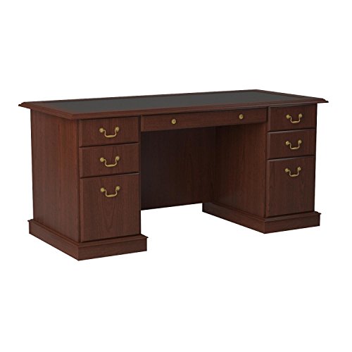 Bush Furniture Saratoga Executive Desk in Harvest Cherry and Black