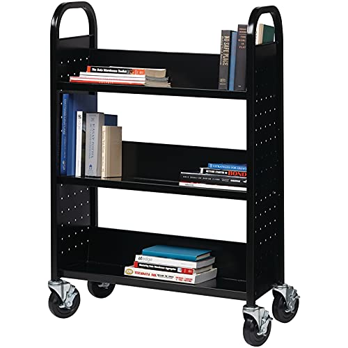 Hirsh Industries Single Sided Book Cart - Black 21789