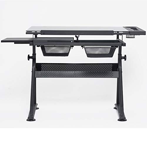 Height Adjustable Drawing Desk, Tiltable Craft Table with Storage, Large Art Desk, for Home Office Drafting Table