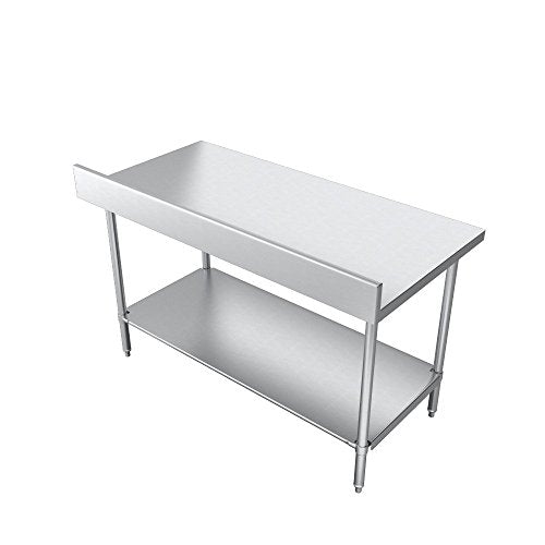 Economy Work Table, Stainless Steel Under Shelf, 2" Backsplash, 96 (L) X 30 (W) X 36 (H) Over All