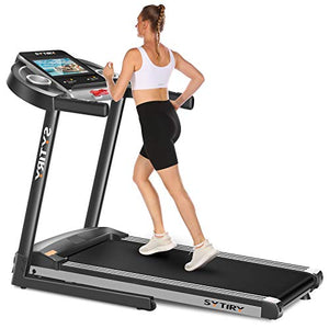 SYTIRY Treadmill with Large 12" Touchscreen and WiFi Connection, YouTube, Facebook and More, 3.25hp Folding Treadmill, Cardio Fitness Exercise Machine for Walking, Jogging.