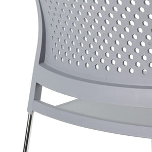 Norwood Commercial Furniture Chrome Sled Base Stack Chair, Perforated Seatback, Brilliant Blue (Pack of 5)