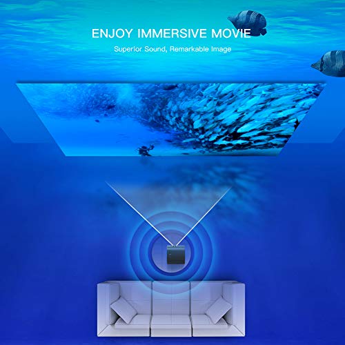 Mini Projector, APEMAN Portable DLP Video Projector, Full HD 1080P Supported, Built-in Battery with Bluetooth Stereo Speakers, Compatible with Laptop/TV Box/PS4/Phone for Home/Outdoor Entertainment