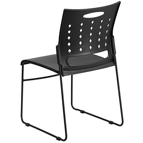 Flash Furniture Stack Chair 5 Pack - 881 lb. Capacity Black Sled Base, Air-Vent Back