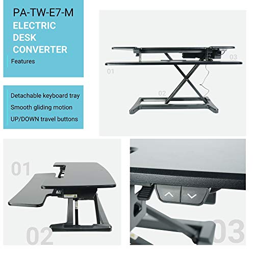 Electric Adjustable Computer Standing Desk Converter, Workstation for Home Office, 37"x20" Stand up Desk Riser, 55 lbs