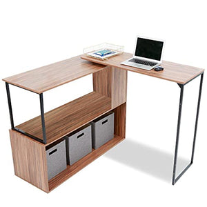Joy Rotating Standing Desk by Stand Steady | L-Shaped Stand Up Desk for Home Office | Corner Computer Workstation with Storage Shelves | Space-Saving Swivel Desktop for Corners