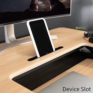 VIVO Height Adjustable Stand Up Desk Converter, V Series, Dual Monitor Riser Workstation, Light Wood Top - DESK-V000VO