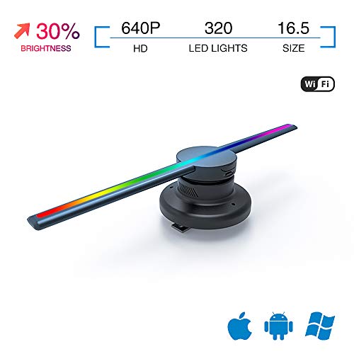 GIWOX 2019 Upgrade 3D Hologram Advertising Display Fan with 600 Video Library, 640P Hi-Resolution and WiFi Added - Holographic Projector Fan is Best for Business,Store,Shop,Bar (16.5 inch)