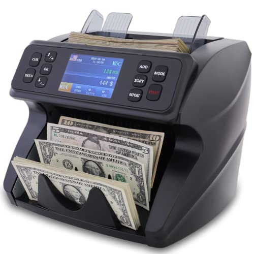 DETECK Spark Money Counter Machine Mixed Denomination, Multi Currency DT600 Bank Grade Bill Counter Machine, Serial Nb, 2CIS/UV/MG Counterfeit Detection, Cash Counter, Value Count & Print