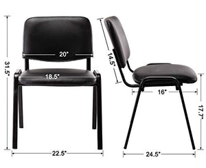 Wahson Stackable Guest Chairs Set of 5, Vinyl Leather, Metal Frames - Black