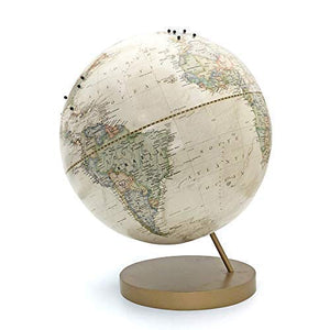 Push Pin Globe Ivory | Handmade World Travel Globe with Pins