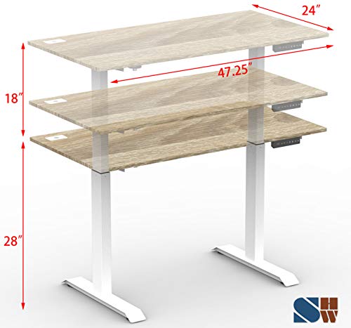 SHW Standing Desk Electric Height Adjustable Computer Desk, 48 x 24 Inches, Oak