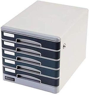 WASHLA Desktop File Cabinet Lockable Storage Box White PP Plastic