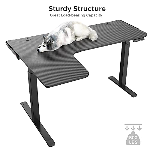 DESIGNA L Shaped Electric Standing Desk, 61inches Height Adjustable Corner Home Office Desk, Modern Workstation with Free Large Mouse Pad, Black