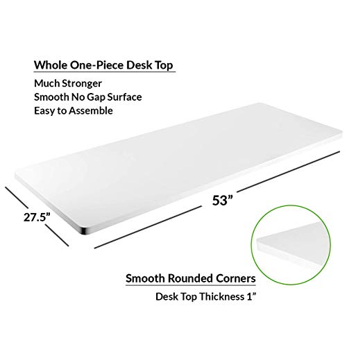 53" Dual Motor Electric Standing Desk with Whole One-Piece Desk Top, Adjustable Stand Up USB Office Workstation, White, 53"X27.5" Top, 47" Height and Memory Presets with USB Ports, Support 220 Lbs