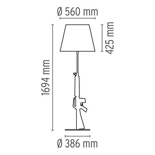 Flos Guns Lounge Gun Floor Lamp Halogen or LED Table Lamp 18K Gold F2955000 Design Philippe Starck 2005 Made in Italy