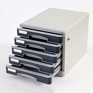 WASHLA Desktop File Cabinet Lockable Storage Box White PP Plastic