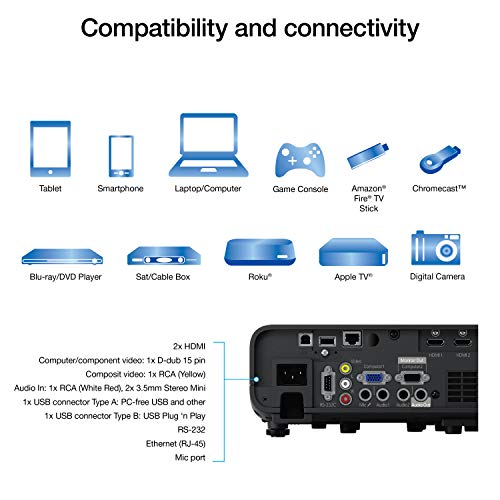 Epson Pro EX10000 3-Chip 3LCD Full HD 1080p Wireless Laser Projector