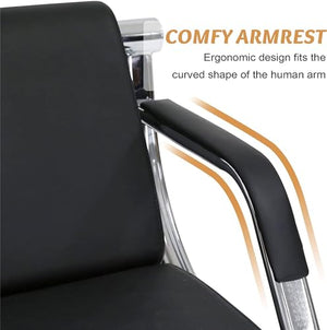 Kinsunny Reception Chairs Set of 4 - PU Leather Airport Guest Chairs with Arms, Black