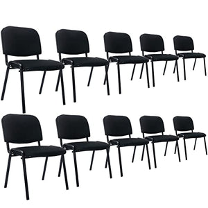 DM Furniture Black Stackable Office Chairs Set of 10 - Mesh Reception Chairs for Meeting/Events/Hall