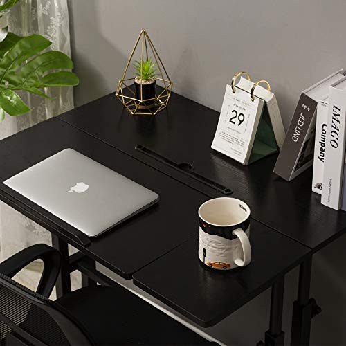SIDUCAL Mobile Standing Desk, Rolling Ajustable Computer Desk, Mobile Computer Workstation Adjustable Desks for Home Office for Stand Up, Black